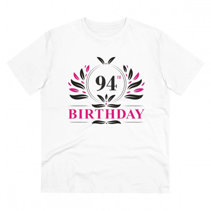 Generic Men's PC Cotton 94th Birthday Printed T Shirt (Color: White, Thread Count: 180GSM)