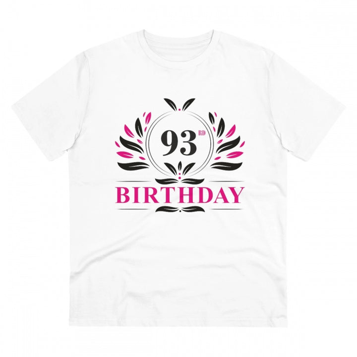 Generic Men's PC Cotton 93rd Birthday Printed T Shirt (Color: White, Thread Count: 180GSM)