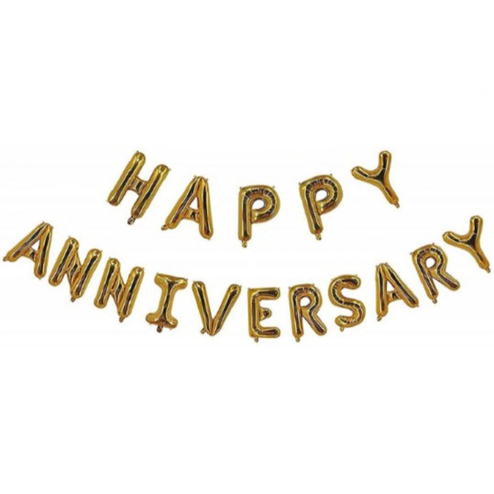 Generic Happy Anniversary Alphabet Foil Balloon Combo With Bottle And Cheersglass Balloons (Multicolor)