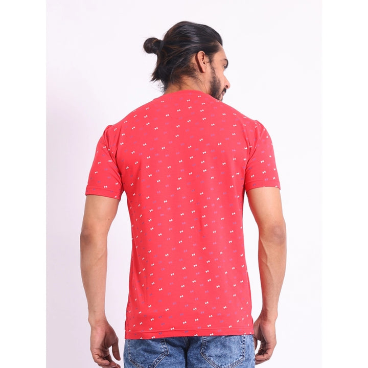 Generic Men's Casual Cotton Printed Round Neck Half Sleeve T-Shirt (Red)