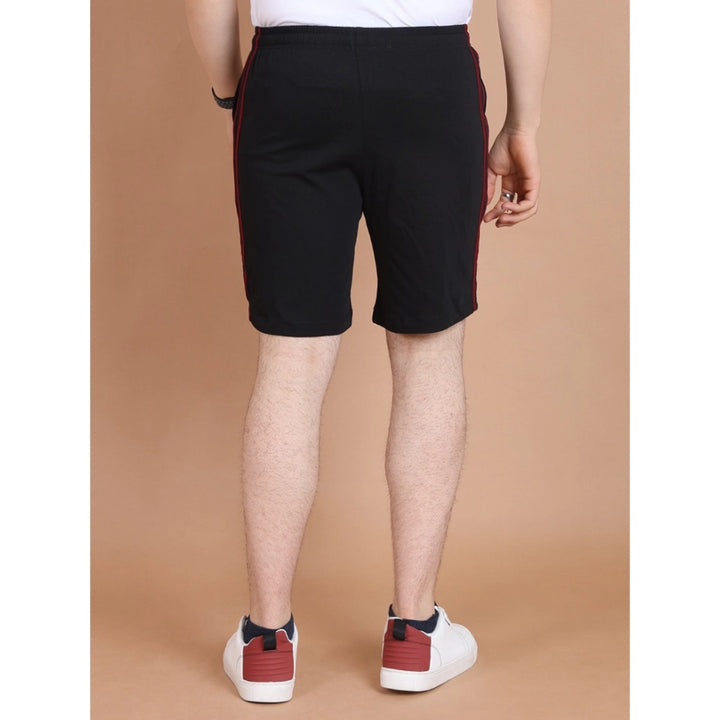 Generic Men's Casual Cotton Striped Above knee Shorts (Black)