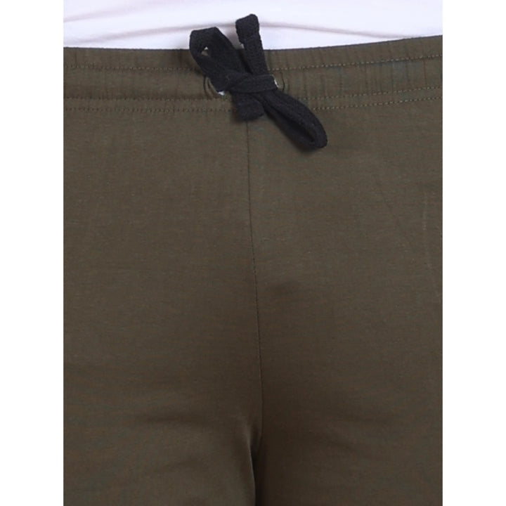 Generic Men's Casual Cotton Striped Above knee Shorts (Olive)