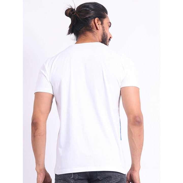 Generic Men's Casual Cotton Printed Round Neck Half Sleeve T-Shirt (Blue)