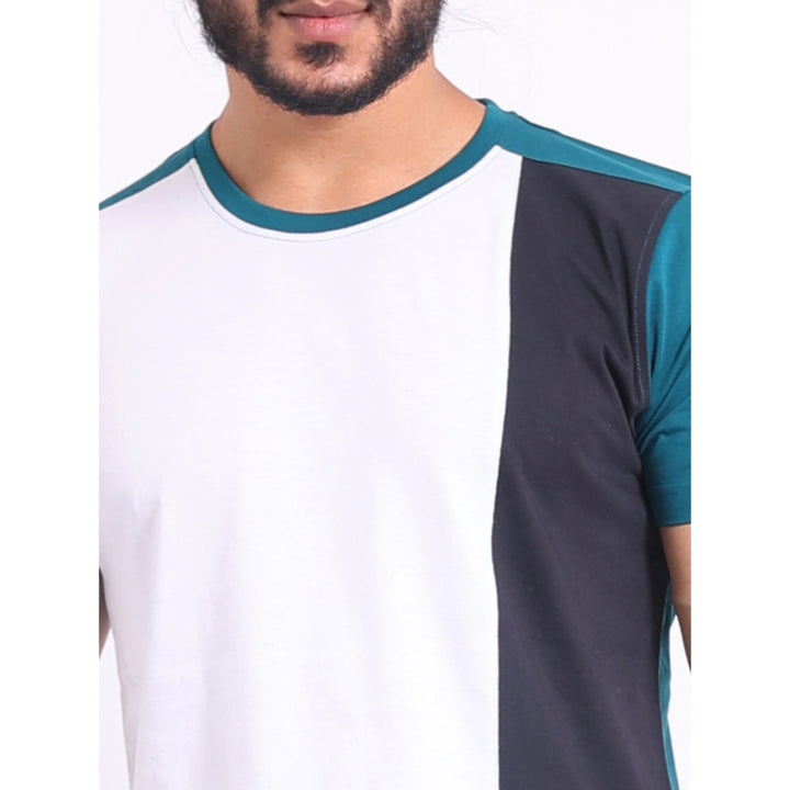 Generic Men's Casual Cotton Printed Round Neck Half Sleeve T-Shirt (Green)