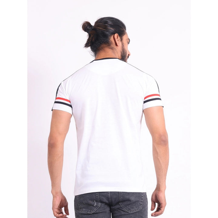 Generic Men's Casual Cotton Printed Round Neck Half Sleeve T-Shirt (White)