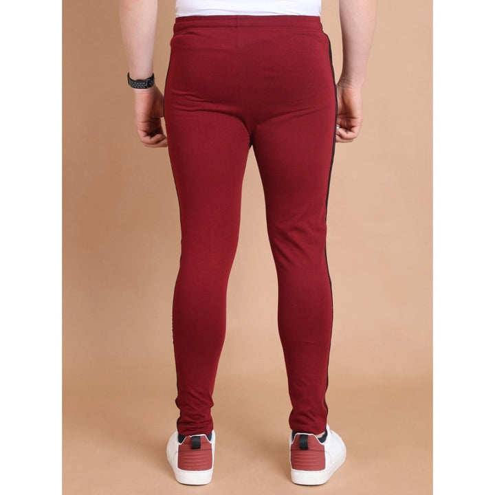 Generic Men's Casual Cotton Striped Full Length Track Pant (Maroon)