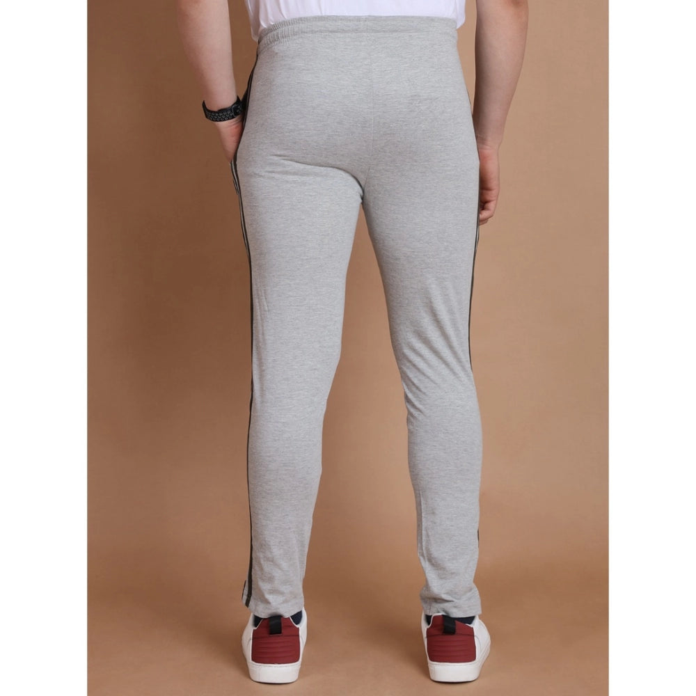 Generic Men's Casual Cotton Striped Full Length Track Pant (Greymelange)