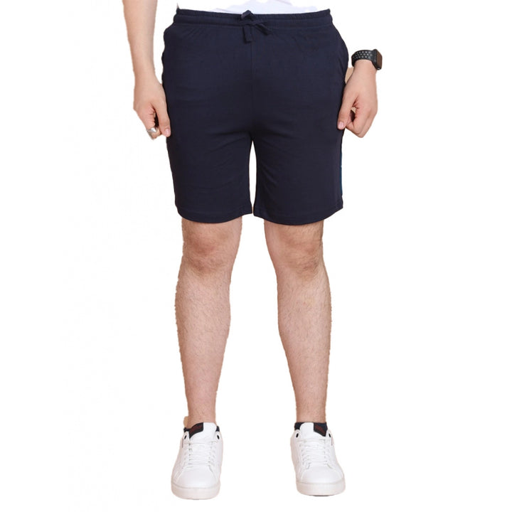 Generic Men's Casual Cotton Striped Above knee Shorts (Navy)
