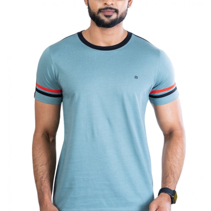 Generic Men's Casual Cotton Printed Round Neck Half Sleeve T-Shirt (Grey)