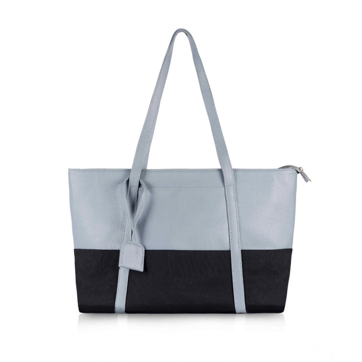 Generic Women's Faux Leather Large Shoulder Zipper Handbag (Light Blue)