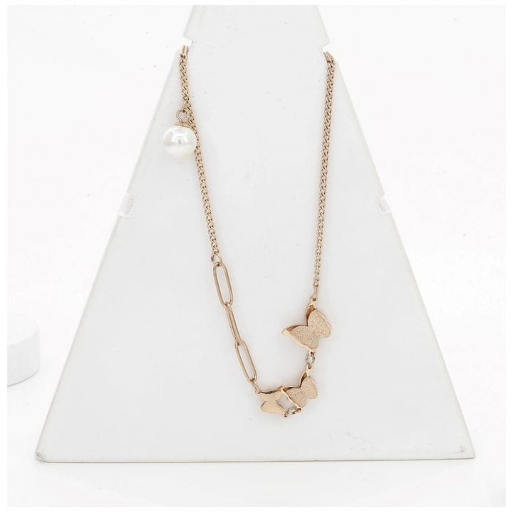 Generic Women's Stainless Steel Butterfly Pendent Delicate Chain (Gold Plated)