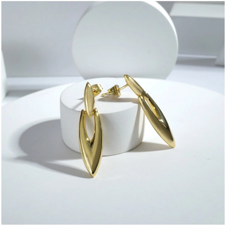 Generic Women's brassNew Gold Tone Polish Mini Office Earrings (Gold Plated)