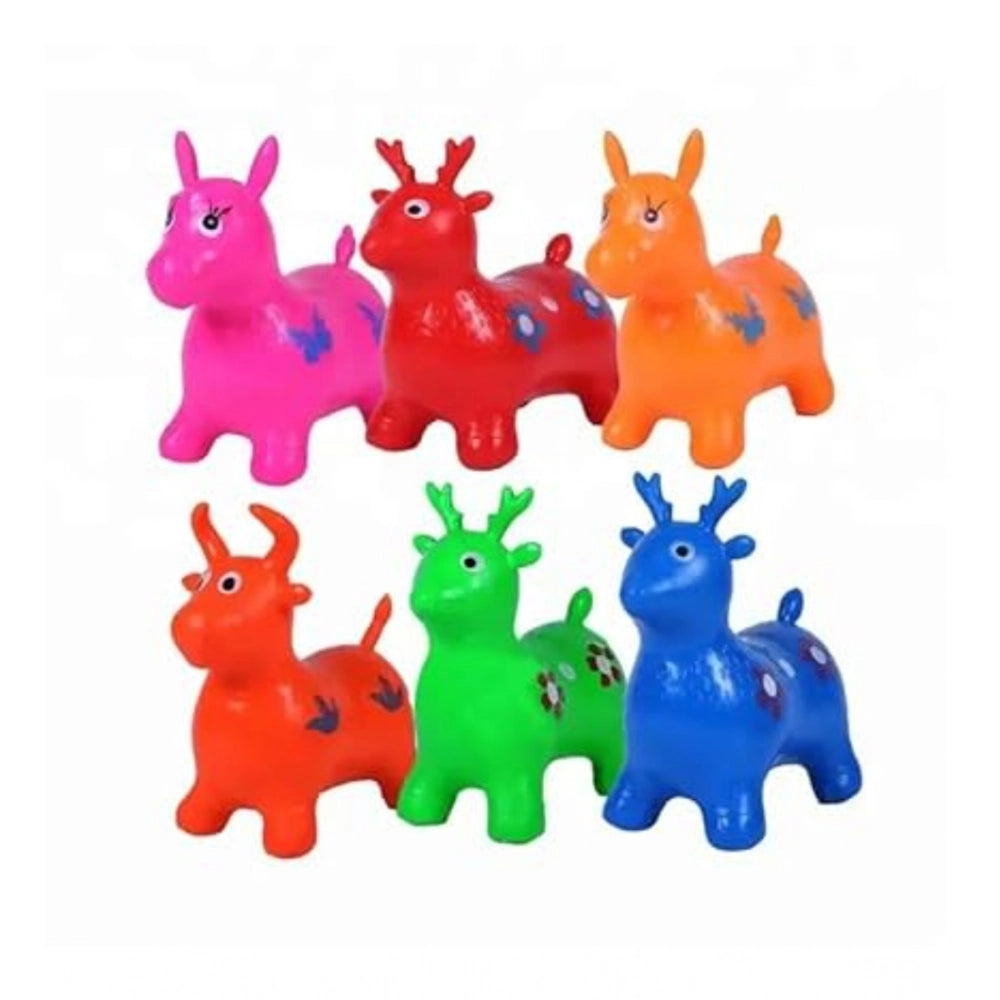 Generic ‎‎Plastic Inflatable Jumping And Riding Horse Air Animal Shape Jumping Toys (Multicolor )