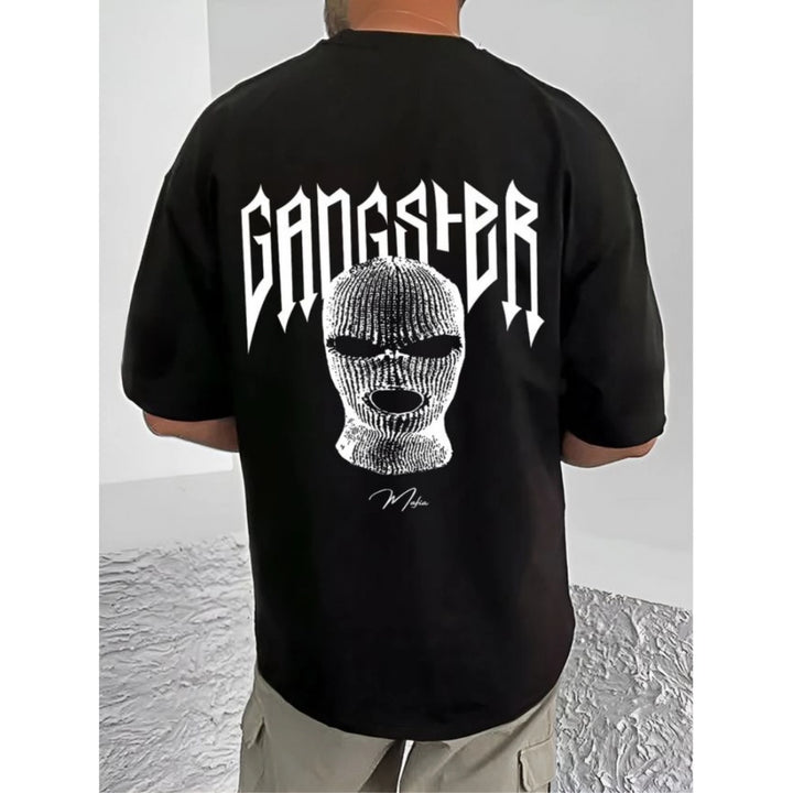 Generic Men's Casual Cotton Blend Printed Round Neck Half Sleeve T-Shirt (Black)