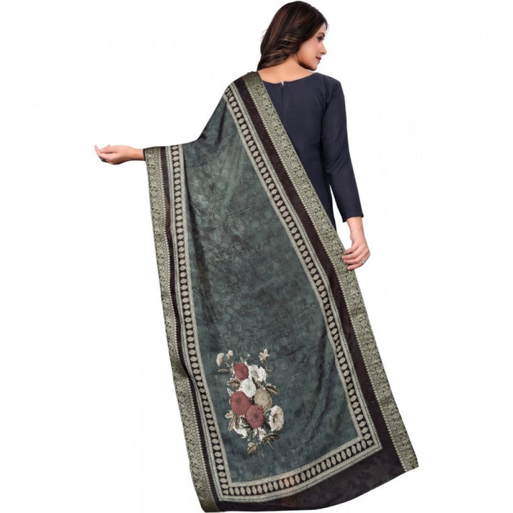 Generic Women's chanderi silk  Printed Dupatta (Black, Length: 2 Mtr)