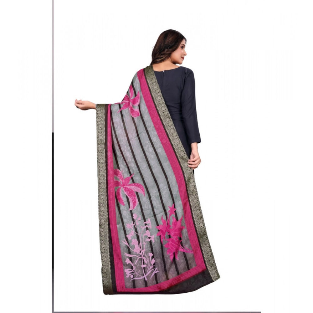 Generic Women's chanderi silk  Printed Dupatta (Black, Length: 2 Mtr)