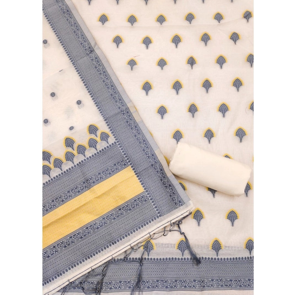 Generic Women's Banarasi Silk Printed Unstitched Salwar Suit Material With Dupatta (Grey, 3Mtrs)