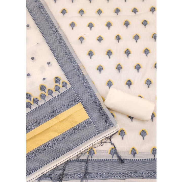 Generic Women's Banarasi Silk Printed Unstitched Salwar Suit Material With Dupatta (Grey, 3Mtrs)