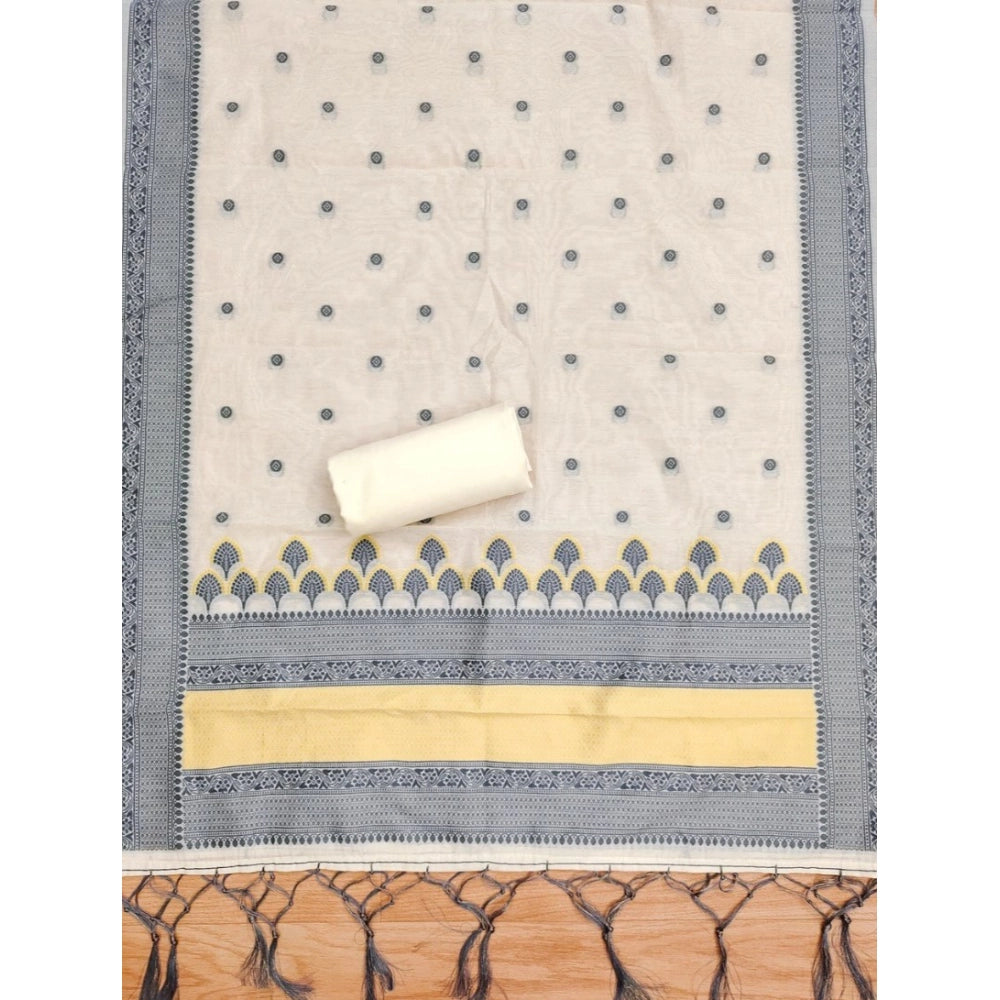 Generic Women's Banarasi Silk Printed Unstitched Salwar Suit Material With Dupatta (Grey, 3Mtrs)