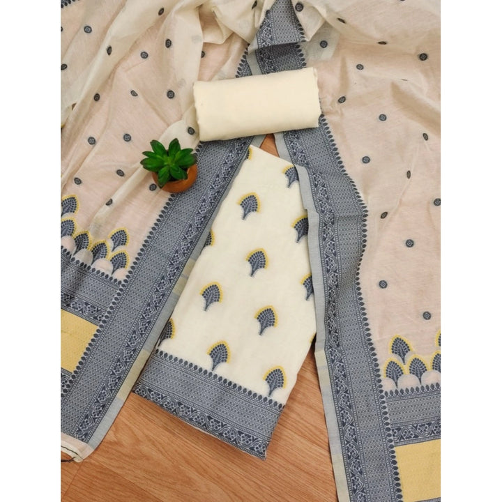 Generic Women's Banarasi Silk Printed Unstitched Salwar Suit Material With Dupatta (Grey, 3Mtrs)