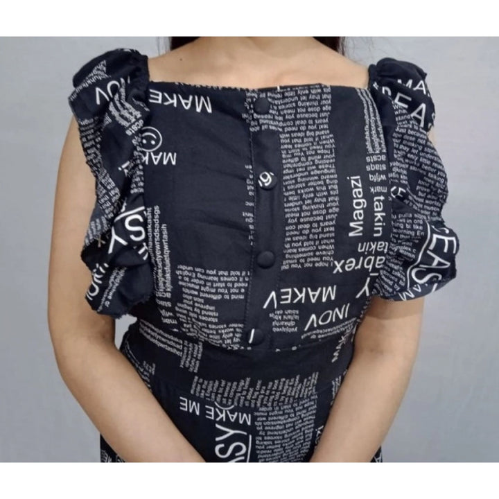 Generic Women's Casual Crepe Sleeveless Dress (Black)