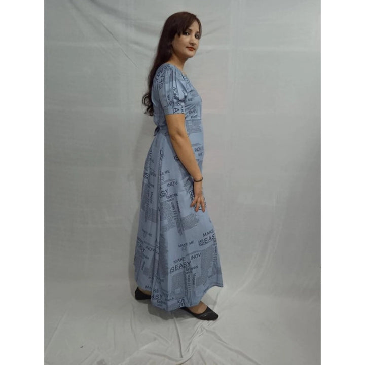 Generic Women's Casual Crepe Half Sleeves Dress (Grey)