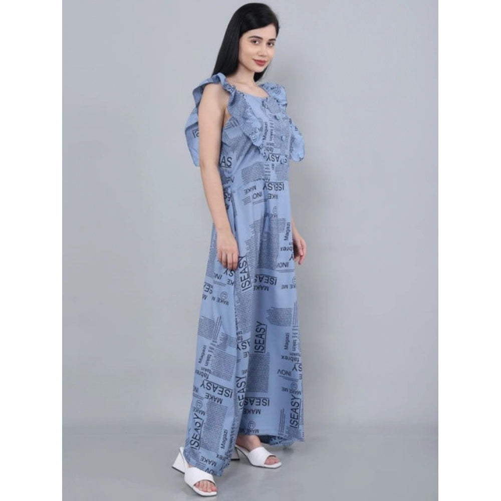 Generic Women's Casual Crepe Sleeveless Dress (Grey)