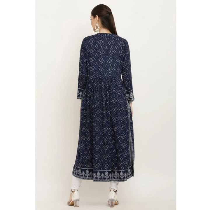 Generic Women's Casual Rayon Full sleeve Kurti (Blue)