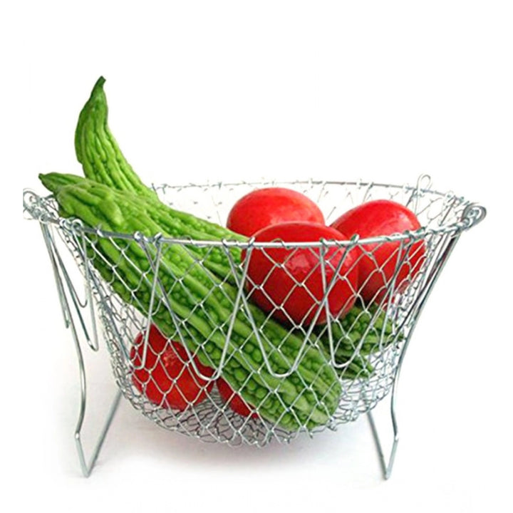 Generic Foldable Chef Basket – Multi-Function Strainer And Steamer (Color: Assorted )