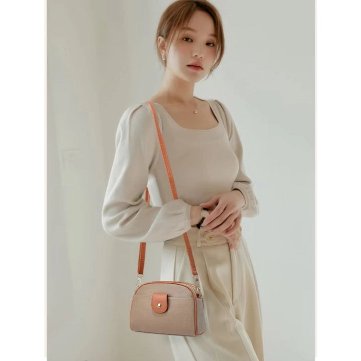 Generic Women's PU Leather Zipper Sling Bag (Khakhi)