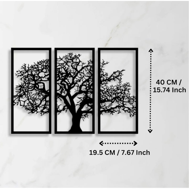 Generic Wooden 3 Pieces Tree Wall Art Panel Frame for Home Decor