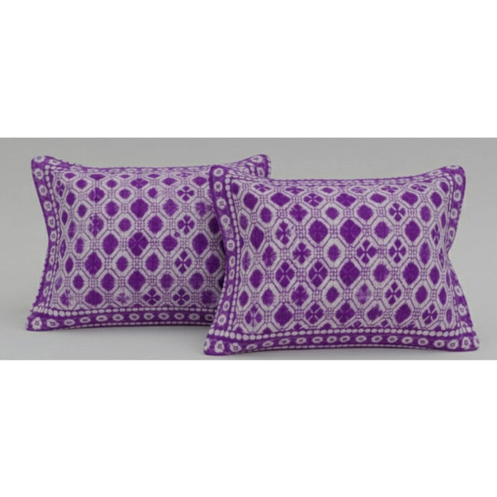 Generic Fleece Geometric Double Polar Warm Bedsheet with 2 Pillow Cover (Purple)