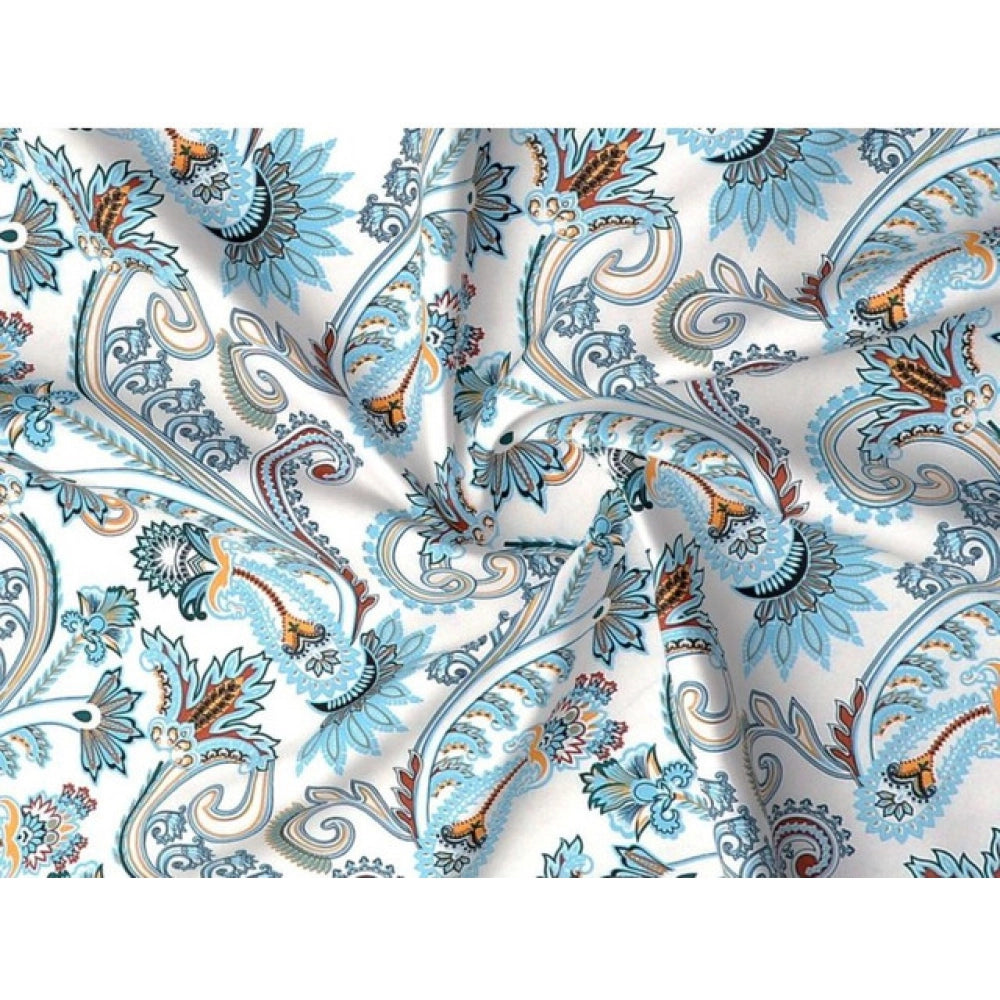 Generic Cotton Blend Floral Printed Double Bedsheet with 2 Pillow Covers (White)