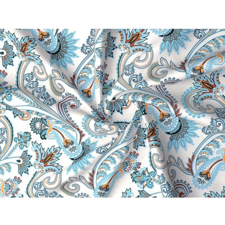 Generic Cotton Blend Floral Printed Double Bedsheet with 2 Pillow Covers (White)