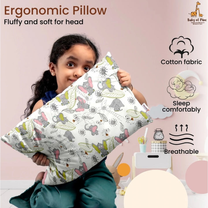 Generic Soft Plush Printed Baby Infant Pillow for Kids Age 1 To 5 Years (Off White)